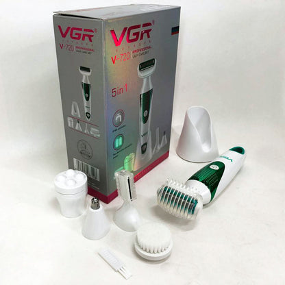 Набор VGR V-720 5 в 1 для ухода, триммер для носа, бровей, тела, устройство для чистки лица, массажер