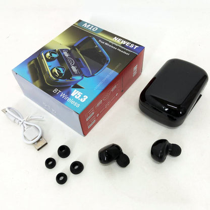 Беспроводные наушники M10 с микрофоном и док станцией-кейсом, беспроводные bluetooth наушники-гарнитура
