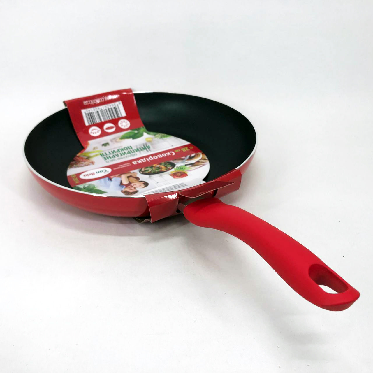 Сковорода 28 см Con Brio СВ-2814, сковорода для жарки, качественная сковорода. Цвет: красный