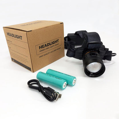 Яркий налобный фонарь Bailong BL-8076-2-GT100, Фонарь аккумуляторный для рыбалки, Фонарь на голову