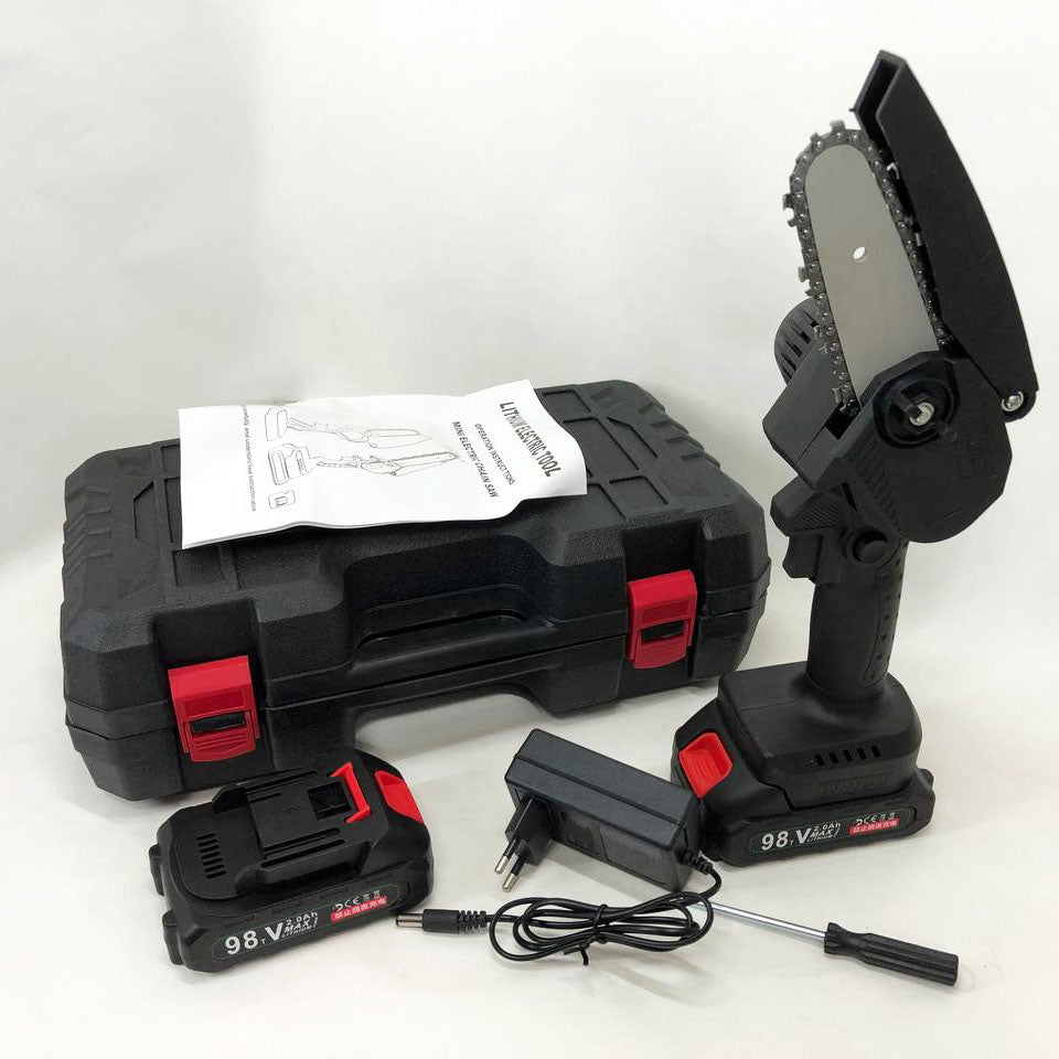 Мини пила электрическая 10 см, Аккумуляторная цепная пила для дачи, Цепные электропилы по дереву