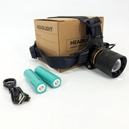 Яркий налобный фонарь Bailong BL-8076-2-GT100, Фонарь аккумуляторный для рыбалки, Фонарь на голову