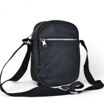 Сумка из натуральной кожи мужская, мессенджер кожаный чёрный, качество, мужская сумка через плече