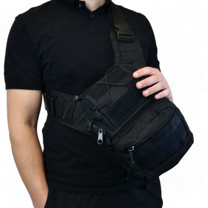 Тактична сумка чорна через плече військова велика нагрудна сумка ВСУ сумка універсальна армійська