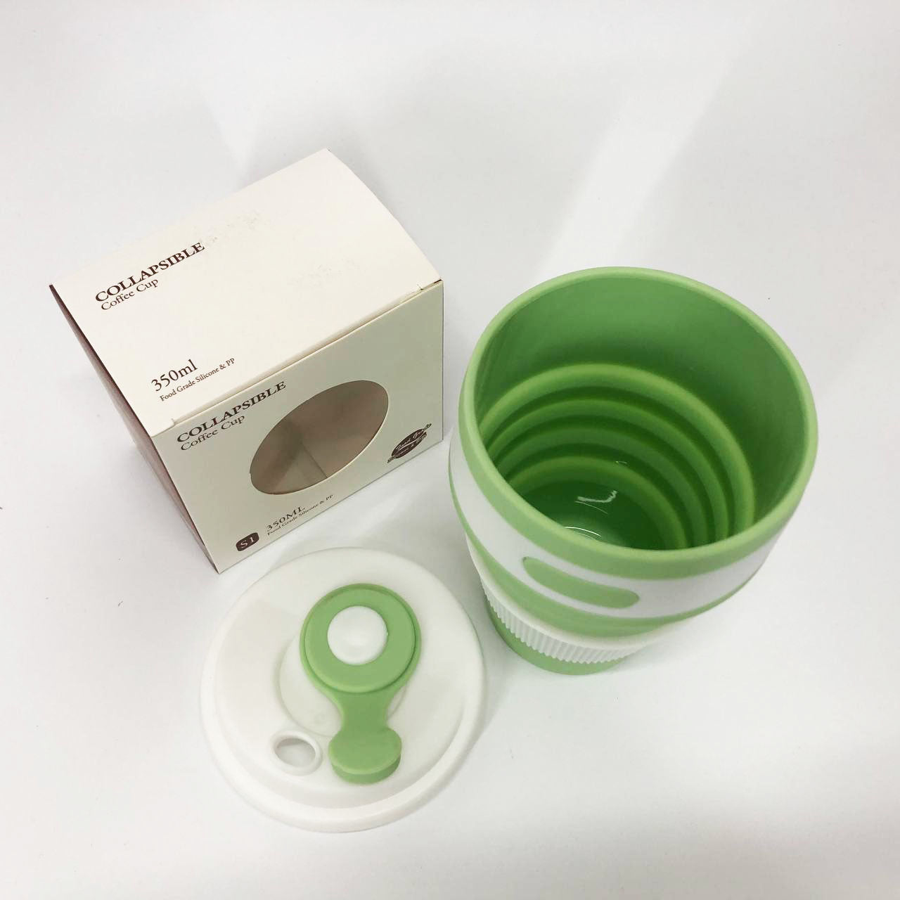 Кружка туристическая (складная/силиконовая), силиконовая складная термокружка. Цвет: зеленый