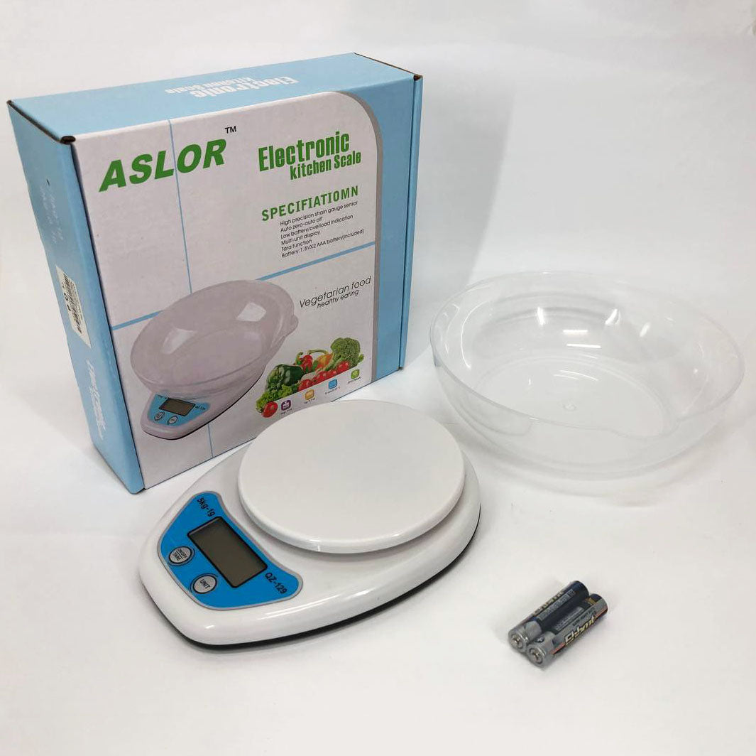 Весы кухонные с чашей QZ-129A 5кг, электронные весы для продуктов, весы для взвешивания продуктов