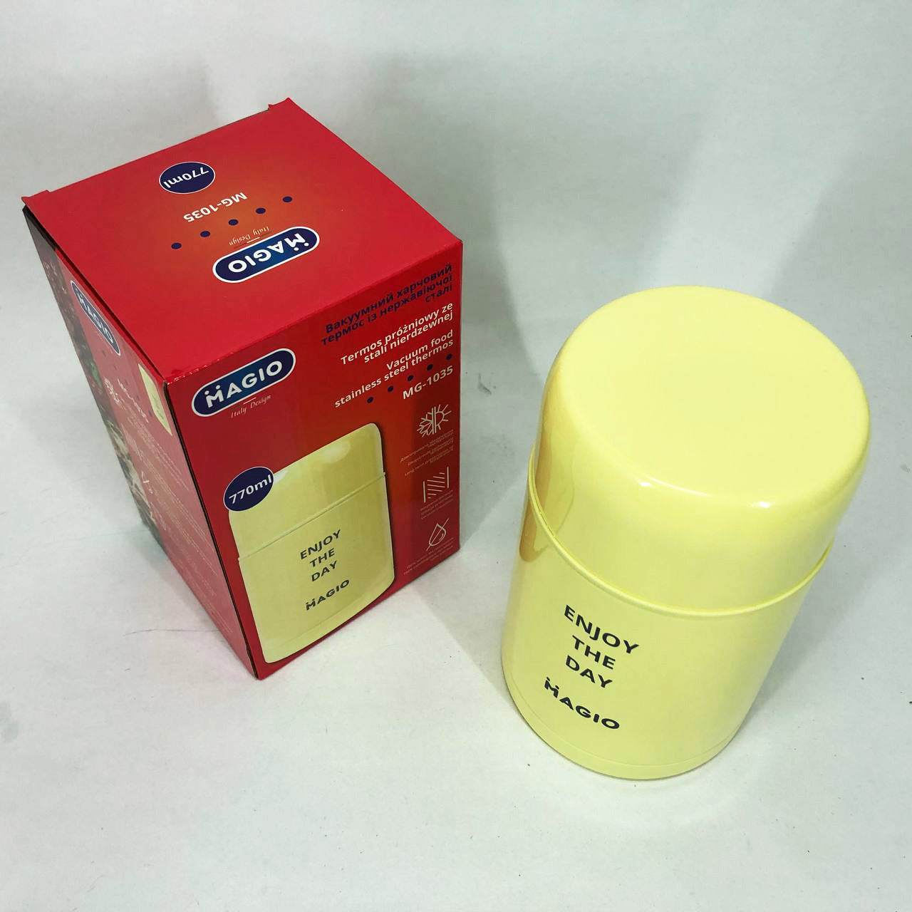 Пищевой термос Magio MG-1035 вакуумный Желтый 770 мл, качественный термос для еды, ланч бокс для детей