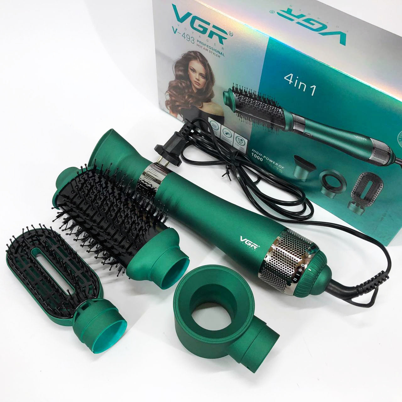Фен-щетка VGR V-493 Мультистайлер 4в1 с насадками 1000 Вт профессиональный воздушный Браш Стайлер