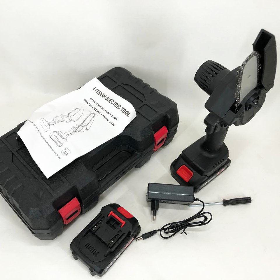 Электропила цепная бытовая 10 см, Садовая аккумуляторная пила, Цепная мини-пила для ремонта