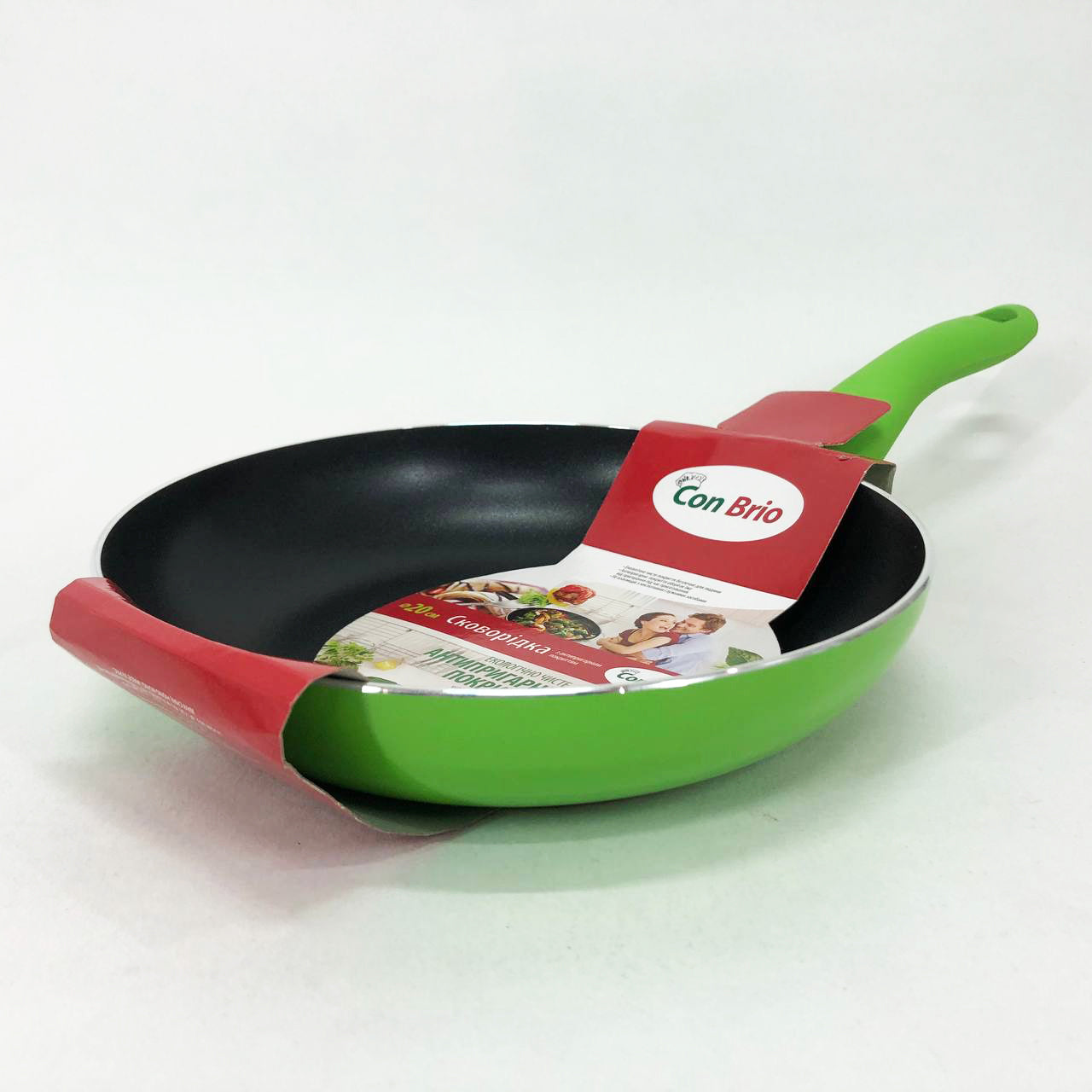 Сковорода Con Brio CB-2014 с антипригарным покрытием Pfluon 20 см. Цвет: зеленый