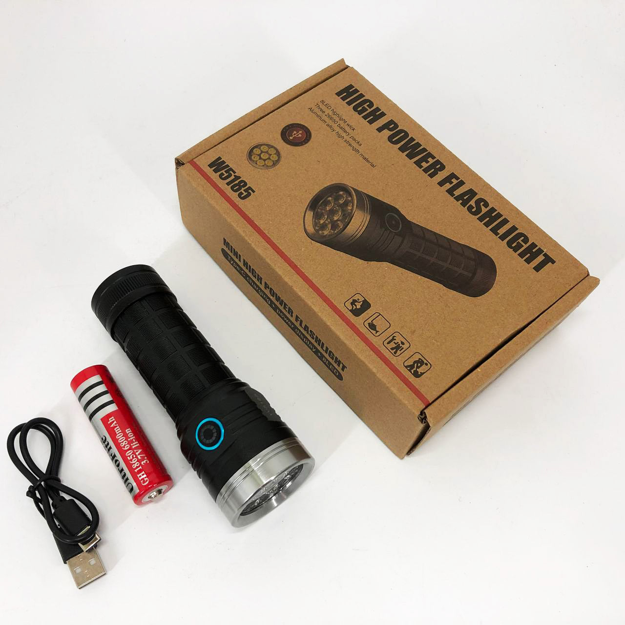 Фонарик компактный PLD W5185-8XHP360, Высококачественный фонарик, Долговечный светодиодный фонарь