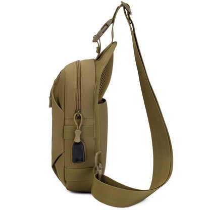 Тактична сумка через плече – водонепроникна сумка слінг із кордури на 4 кишені. Колір: койот