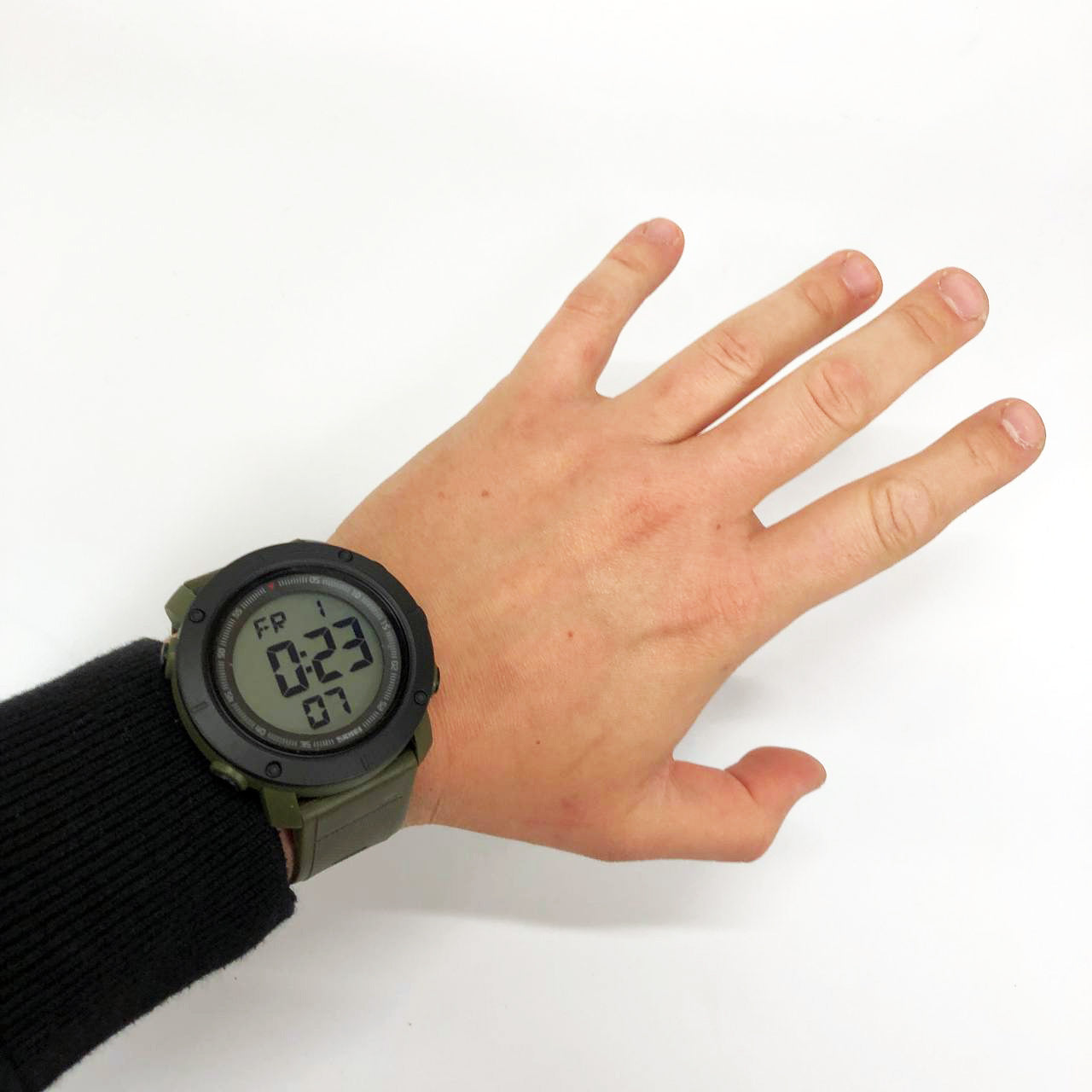 Часы наручные мужские SKMEI 2122AGWT  ARMY GREEN-WHITE, армейские часы противоударные. Цвет: зеленый