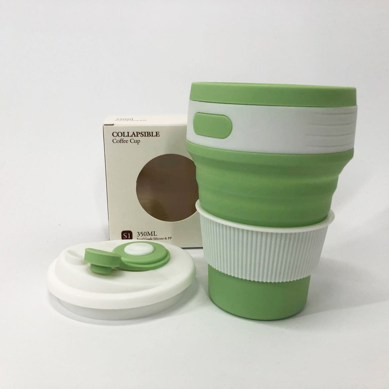 Кружка туристическая (складная/силиконовая), силиконовая складная термокружка. Цвет: зеленый