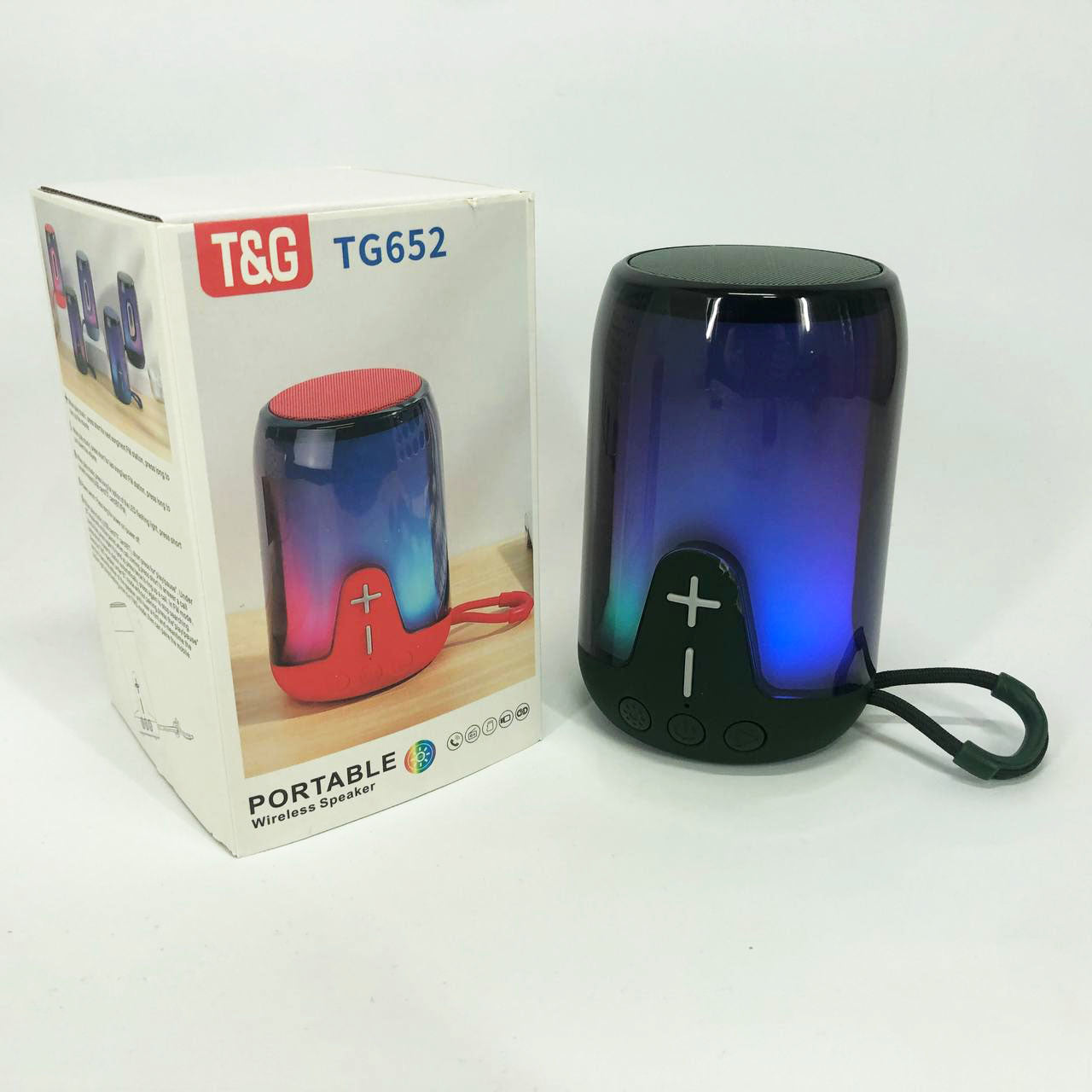 Портативная колонка TG652 5W с RGB подсветкой и ремешком, колонка с аккумулятором блютуз. Цвет: зеленый