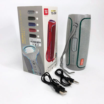 Портативная Bluetooth колонка с LED подсветкой TG288, аккумуляторная колонка для музыки. Цвет: серый