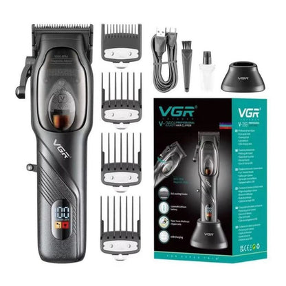 Машинка для стрижки волос VGR V-269 (профессиональная) с дисплеем и 4 насадками, окантовочная машинка