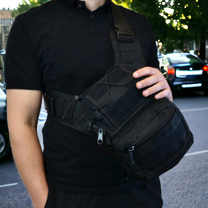 Тактична сумка чорна через плече військова велика нагрудна сумка ВСУ сумка універсальна армійська