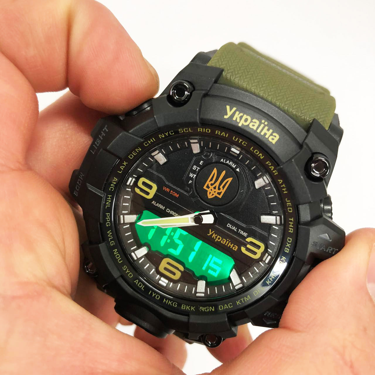Часы наручные мужские SKMEI 6851/1586AG, Военные мужские наручные часы зеленые, Часы спортивные