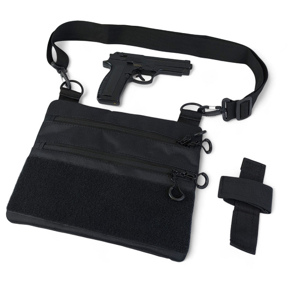 Сумка тактична чорна для прихованого носіння з кобурою, чоловічий месенджер із кордури