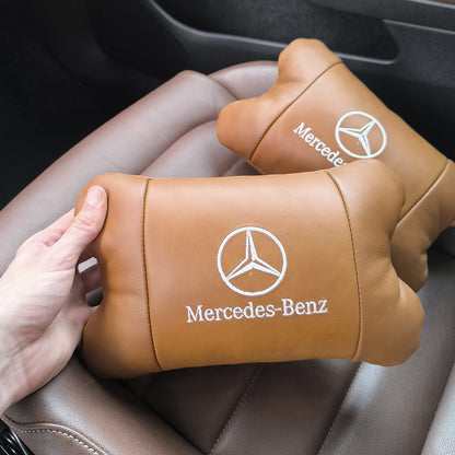 Комплект 2шт для подголовника Mercedes-Benz изготовлен из натуральной коричневой кожи. Комфорт в авто