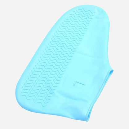 Многоразовые бахилы-чехлы L (41-45 размер) для обуви силиконовые от воды и грязи. Цвет: голубой