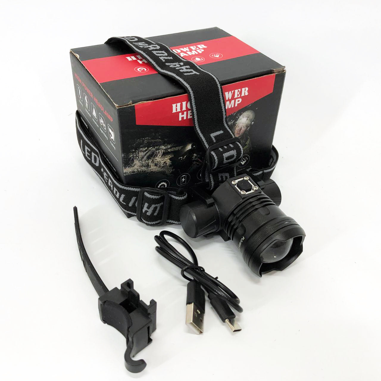 Фонарь налобный PLD-5835-P50 с велокреплением, фонарь аккумуляторный для рыбалки, водонепроницаемый