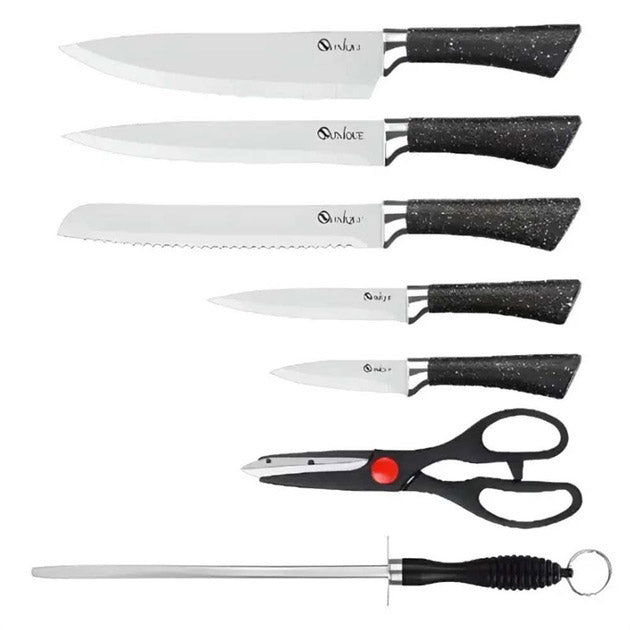 Набор Кухонных ножей с ножницами и подставкой UNIQUE UN-1837, Набор качественных ножей для дома