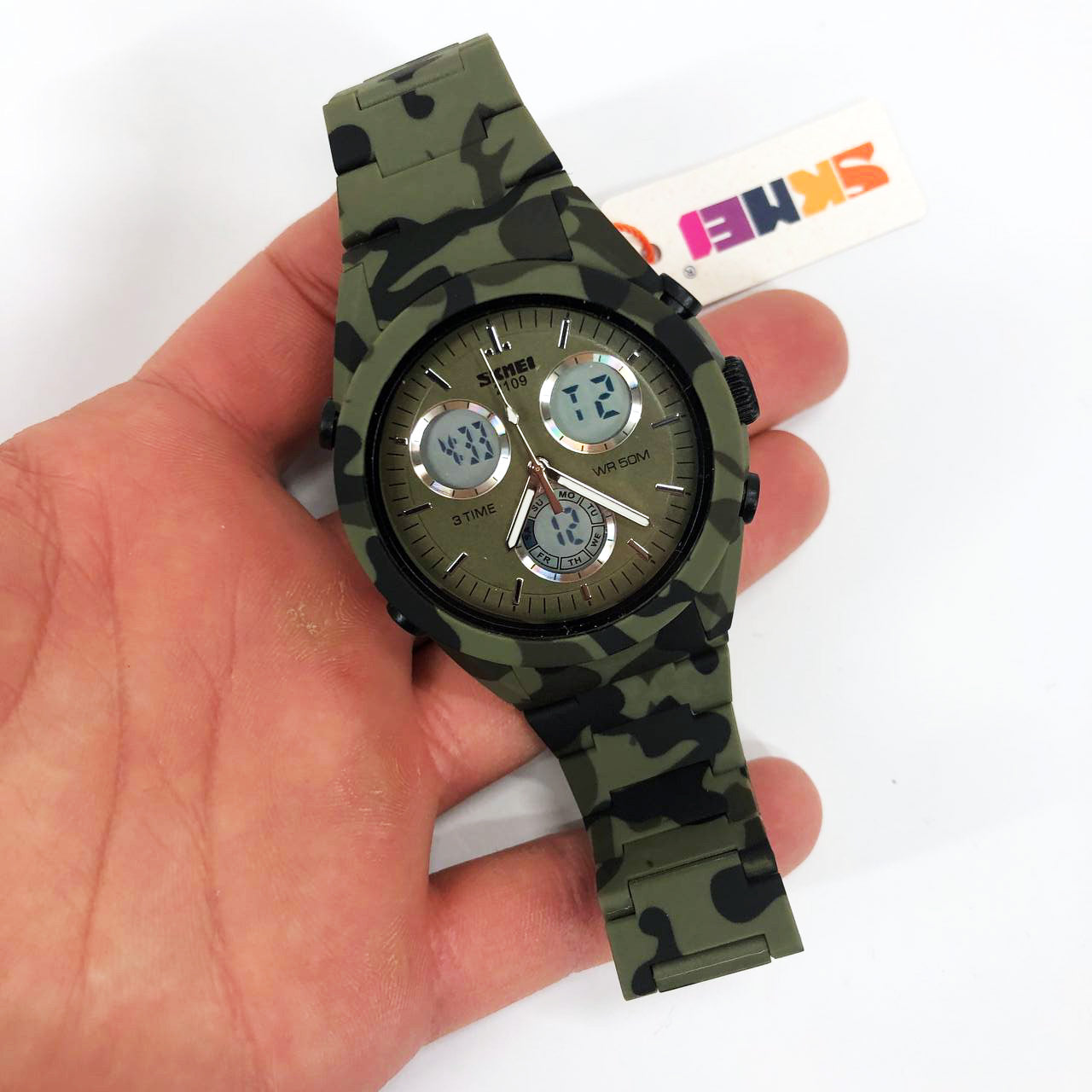Часы наручные мужские SKMEI 2109CMGN, оригинальные мужские часы, военные мужские наручные часы зеленые