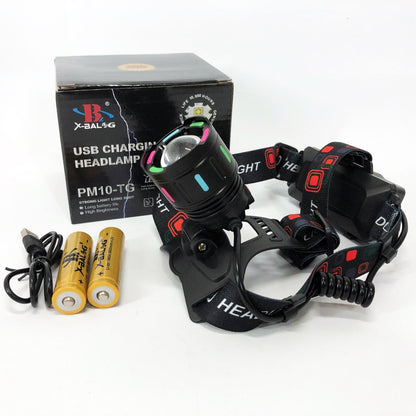 Фонарь налобный аккумуляторный SY-8087-PM10-TG, Фонарик налобный мощный, Налобный прожектор