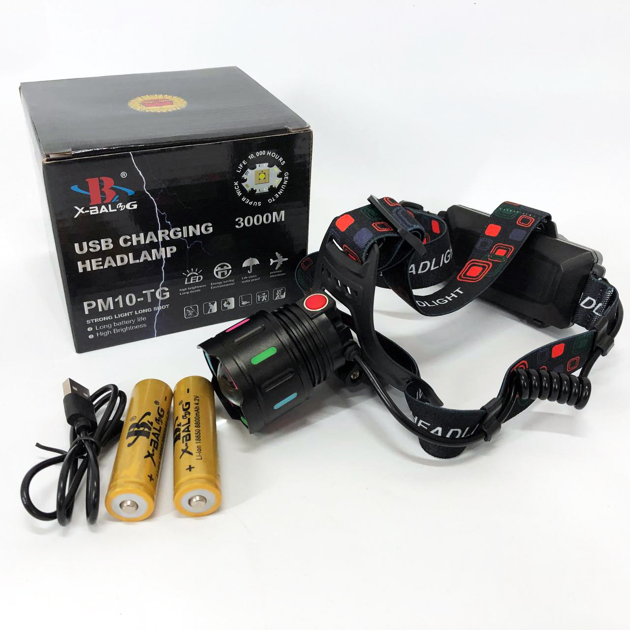 Фонарь налобный аккумуляторный SY-8087-PM10-TG, Фонарик налобный мощный, Налобный прожектор