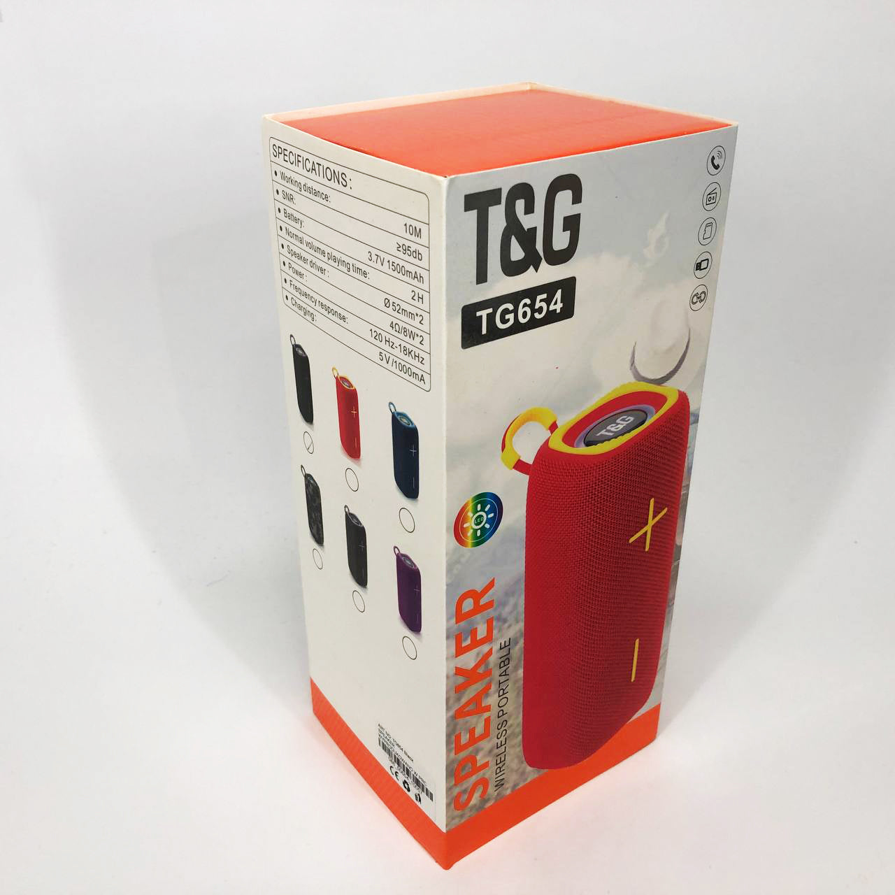 Портативная Bluetooth колонка TG654 8W с подсветкой, аккумуляторная колонка для музыки. Цвет: черный