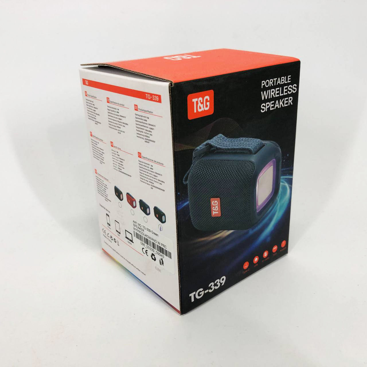 Портативная Bluetooth колонка TG339 5W с RGB подсветкой, аккумуляторная колонка для музыки. Цвет: зеленый