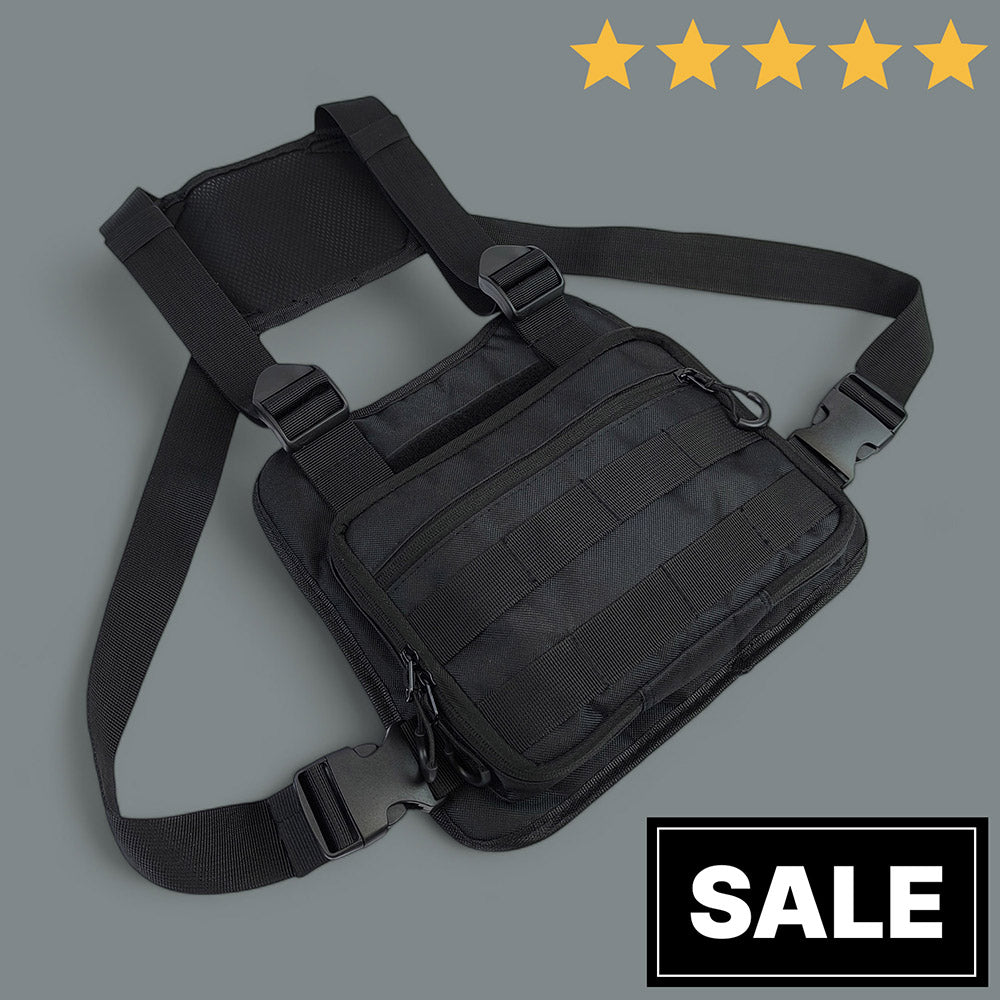 Нагрудная тактическая сумка мужская, сумка через плечо черная разгрузка