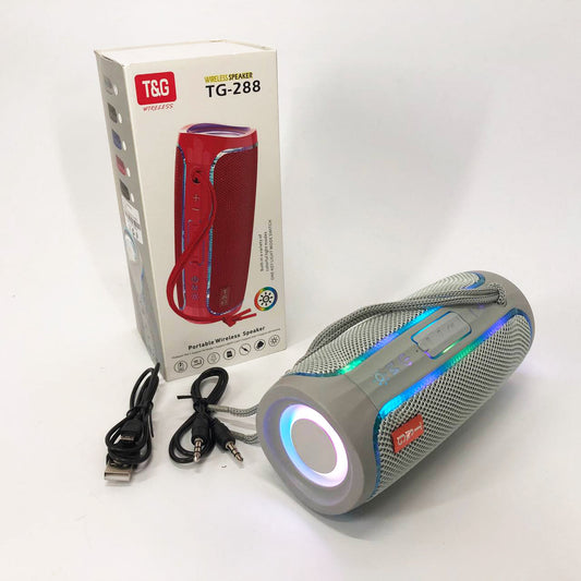 Портативная Bluetooth колонка с LED подсветкой TG288, аккумуляторная колонка для музыки. Цвет: серый