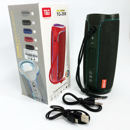 Портативная Bluetooth колонка с LED подсветкой TG288, аккумуляторная колонка для музыки. Цвет: зеленый