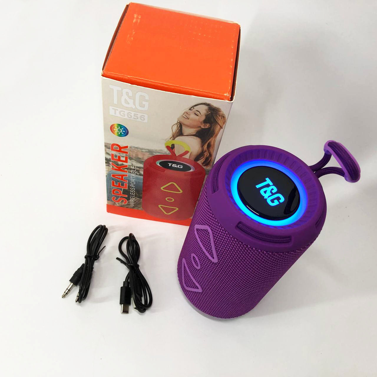 Bluetooth колонка портативная TG656 FM-радио, мощная переносная акустическая колонка. Цвет: фиолетовый