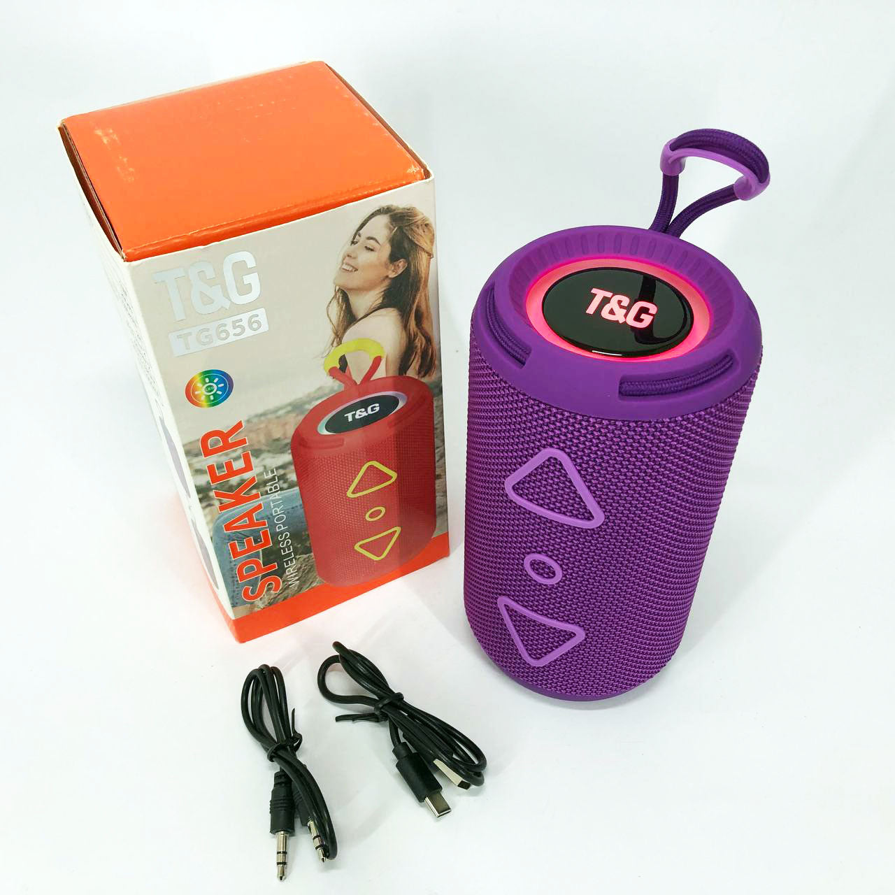 Bluetooth колонка портативная TG656 FM-радио, мощная переносная акустическая колонка. Цвет: фиолетовый
