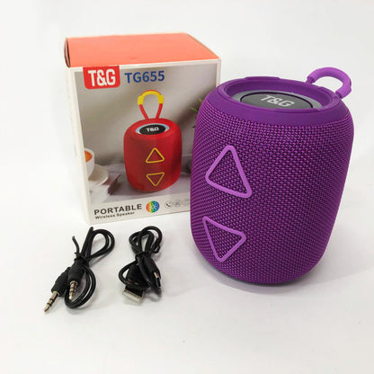 Портативная колонка TG655 5W с RGB подсветкой и ремешком, Аккумуляторная для музыки. Цвет: фиолетовый