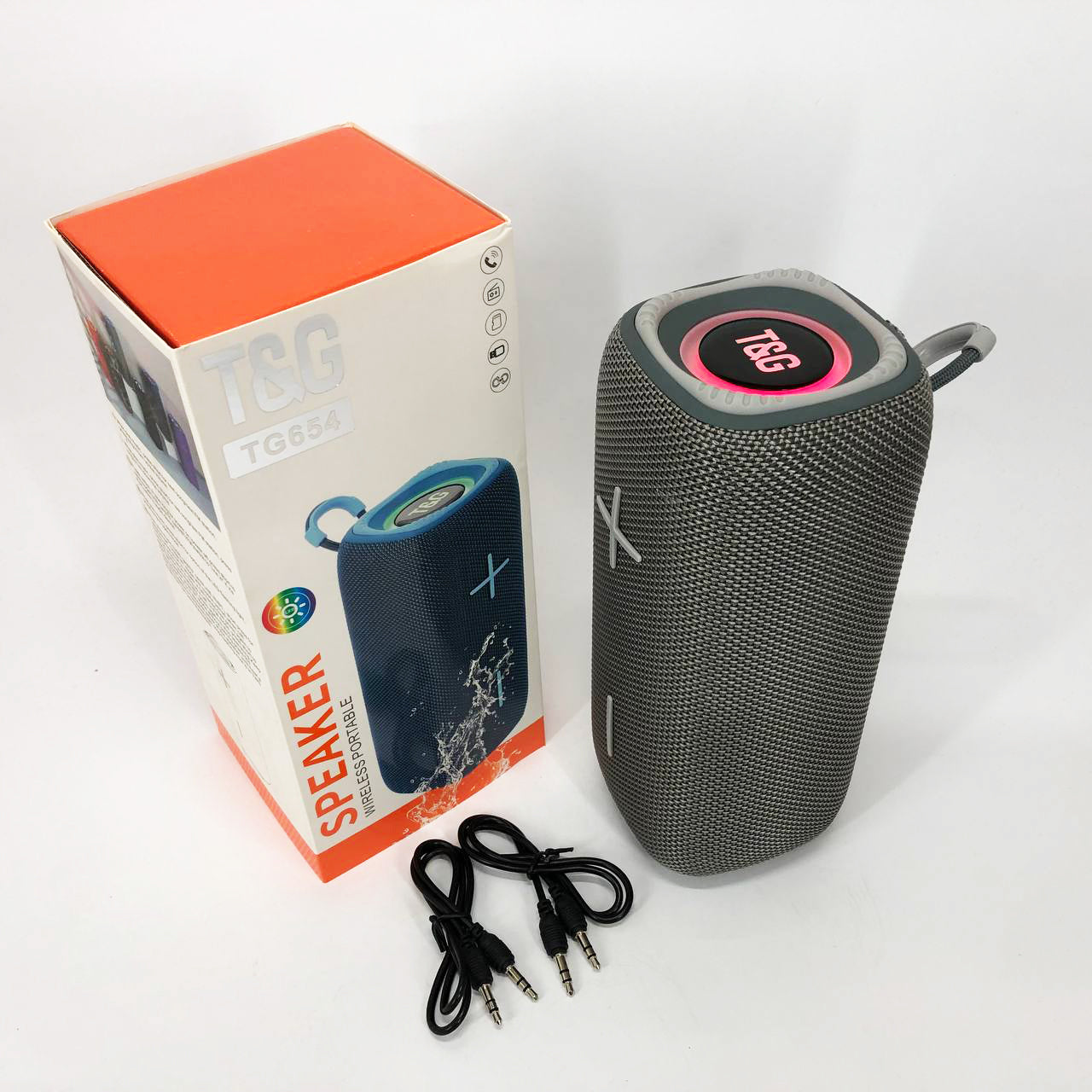 Портативная Bluetooth колонка TG654 8W с подсветкой, Беспроводная колонка портативная мощная. Цвет: серый