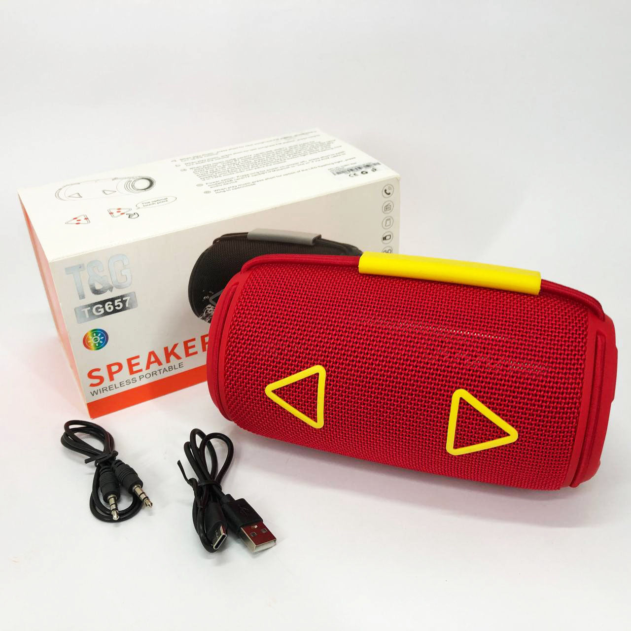 Bluetooth-колонка TG657 с RGB подсветкой 1500 mAh, Беспроводная колонка портативная мощная. Цвет: красный