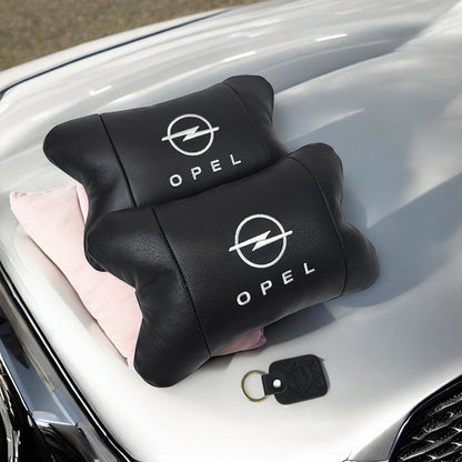Набор автомобильных подушек 2шт для Opel, натуральная кожа, стильные черные подголовники Опель для авто