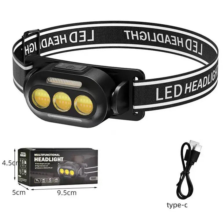 Фонарик налобный YD02-COB (White+red+blue), Налобные фонари для активных людей, фонарь для туризма