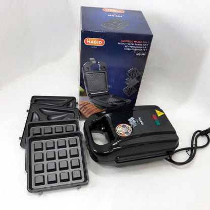 Мультимейкер (бутербродница-вафельница-гриль) Magio MG-363, Бутербродница 4в1, Сендвичница, Мультимейкер