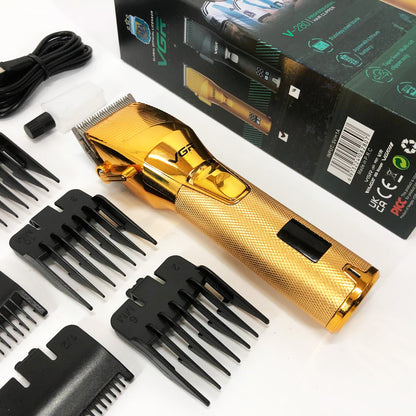 Аккумуляторная машинка для стрижки волос VGR V-280 с дисплеем и насадками, Качественная машинка