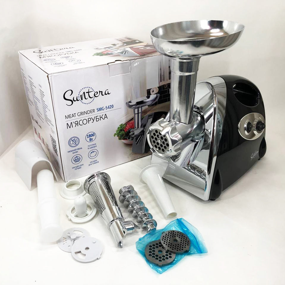 Электромясорубка Suntera SMG-5420B 1800 Вт, электромясорубка соковыжималка для томатов, мясорубка для дома