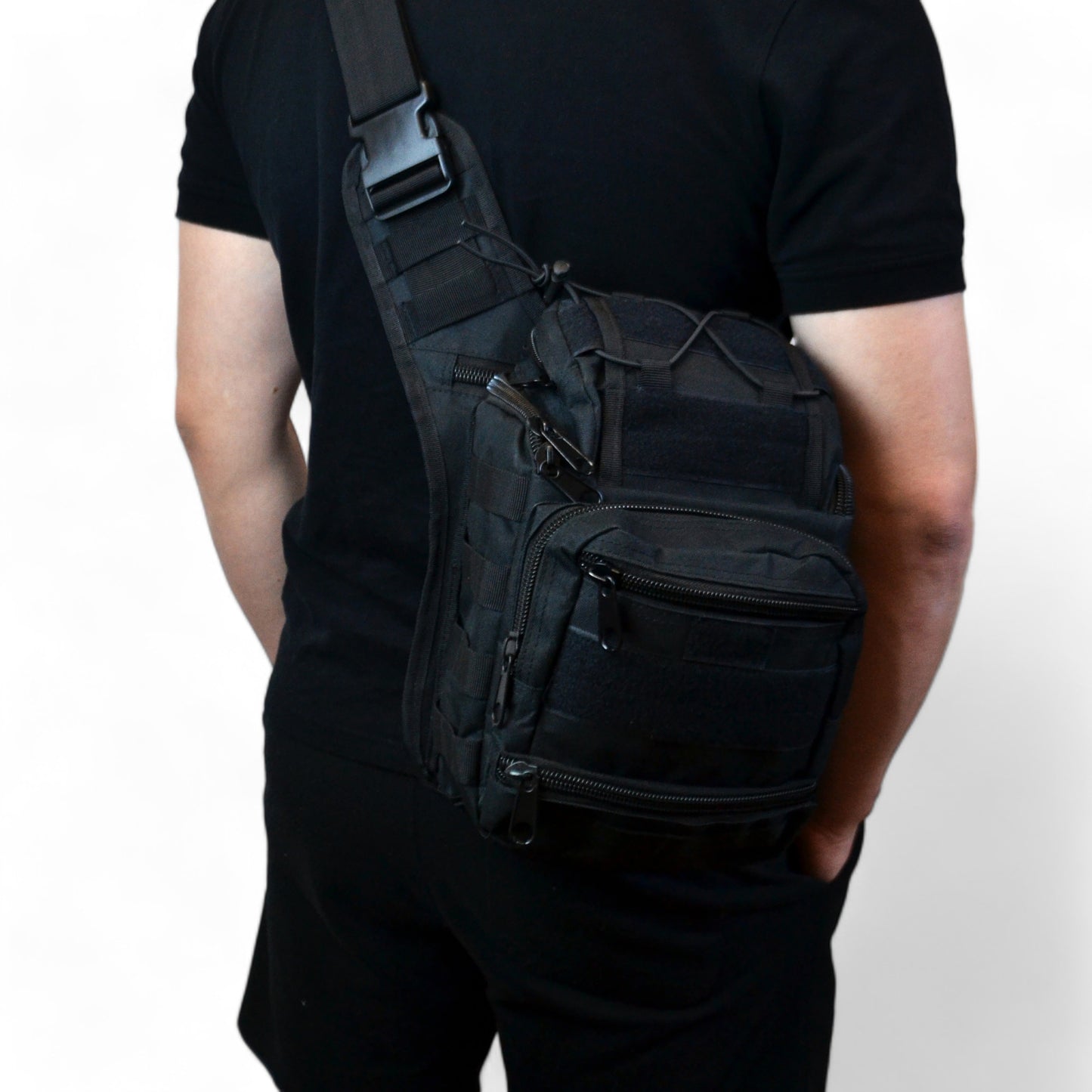 Тактична сумка чорна через плече військова велика нагрудна сумка ВСУ сумка універсальна армійська