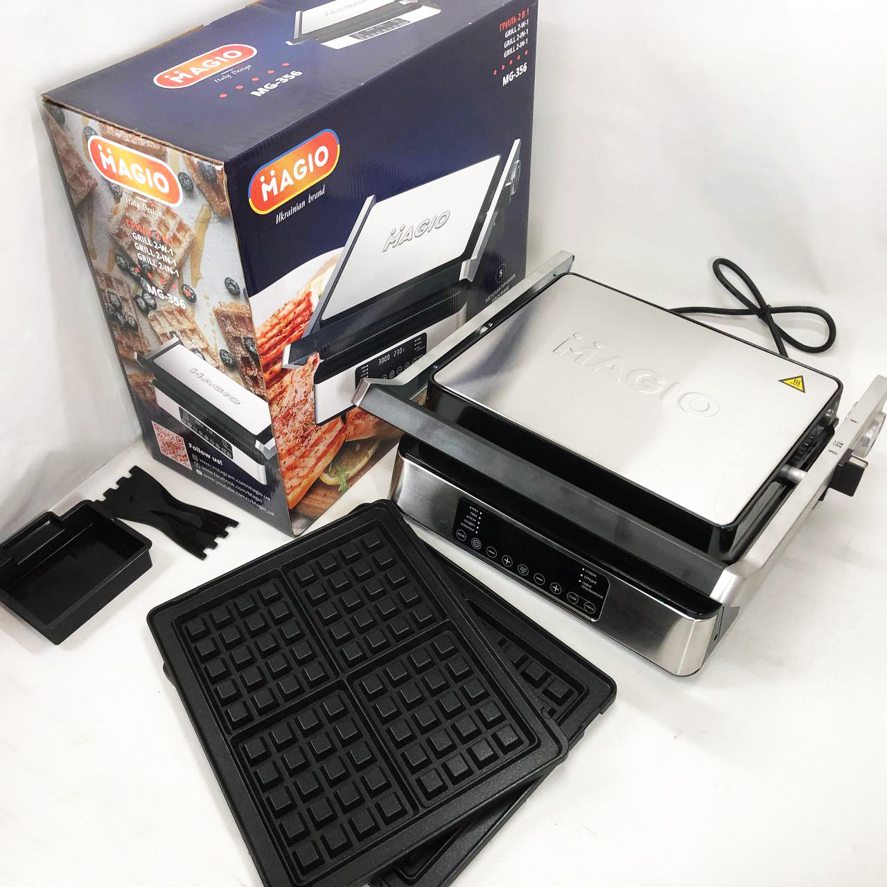 Гриль-барбекю электрический Magio MG-356, Настольный гриль для гамбургеров Прижимная электробутербродница