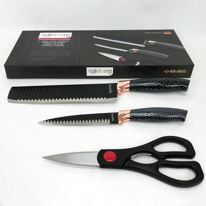 Набор кухонный ножей Rainberg RB-8803 3 в 1 из нержавеющей стали с керамическим покрытием