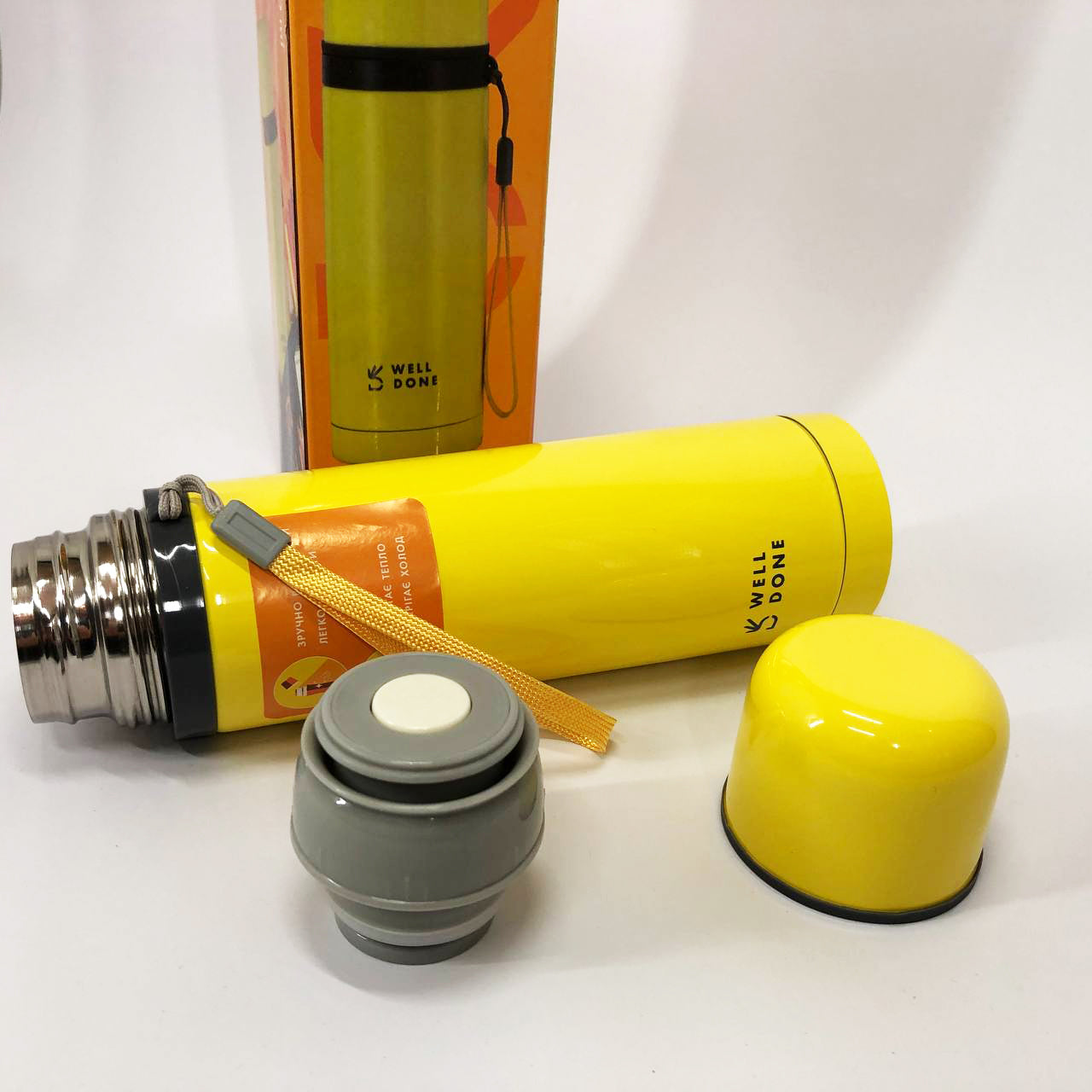 Термос вакуумный Well Done WD-7145Y 500 мл, Хороший небольшой термос для питьевой воды. Цвет: желтый